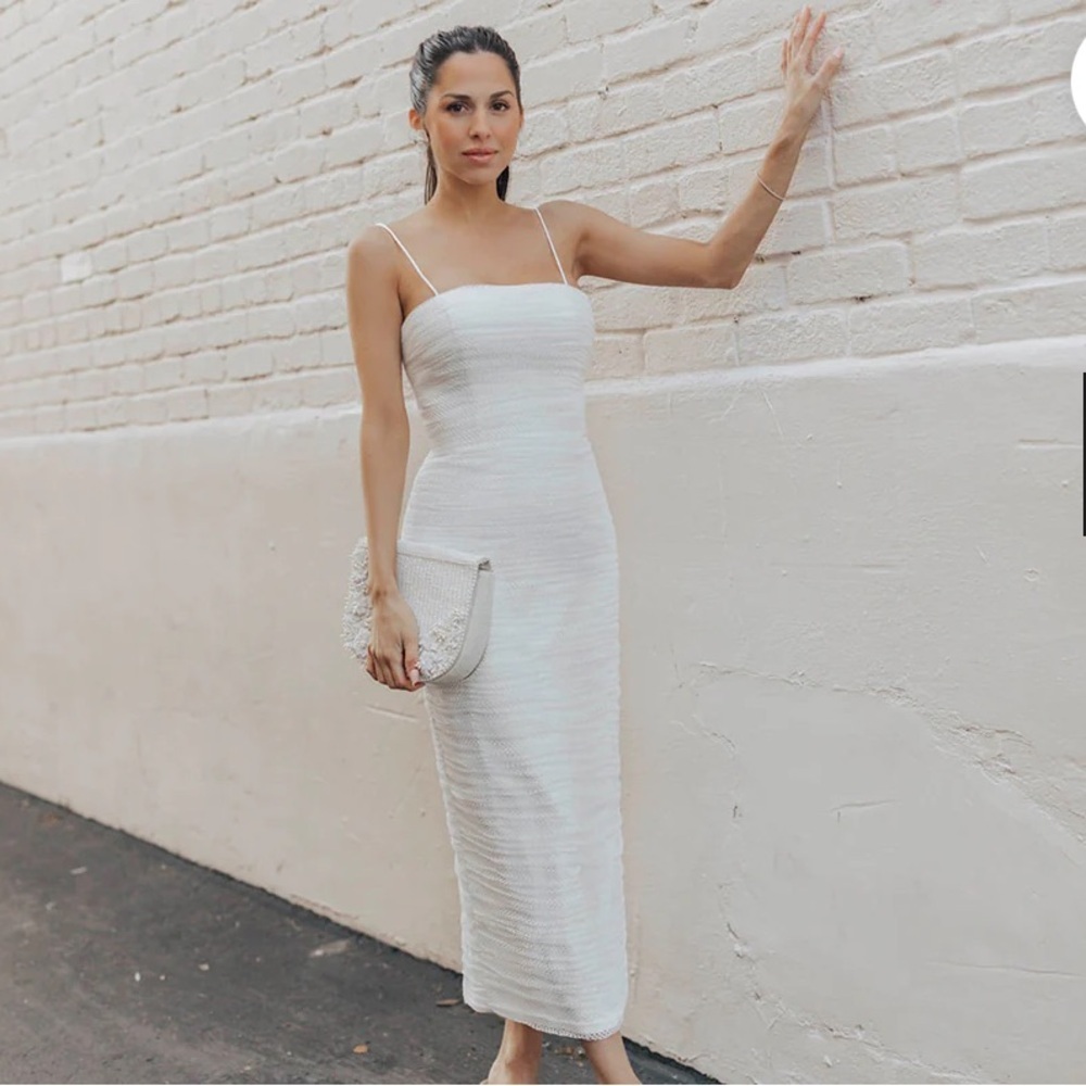 UNTAMED PETALS BY AMANDA JUDGE Ivory Strap Midi Slip Dress